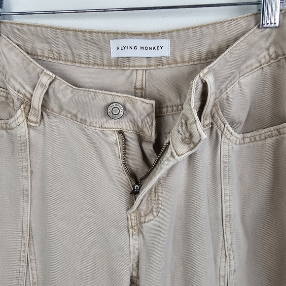 Flying Monkey Cream Wide Leg Flared Low Rise Pants - Picture 4 of 8